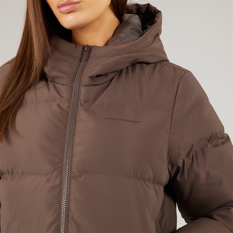 Closure London Dame Storm Cuff Kort Puffer Jakke Kaffe - Billede 5