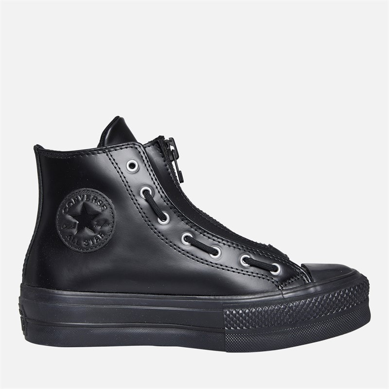 Converse Dame Chuck Taylor All Star Lift Hi Platform Læder Sneakers Sort / Total Eclipse / Sort