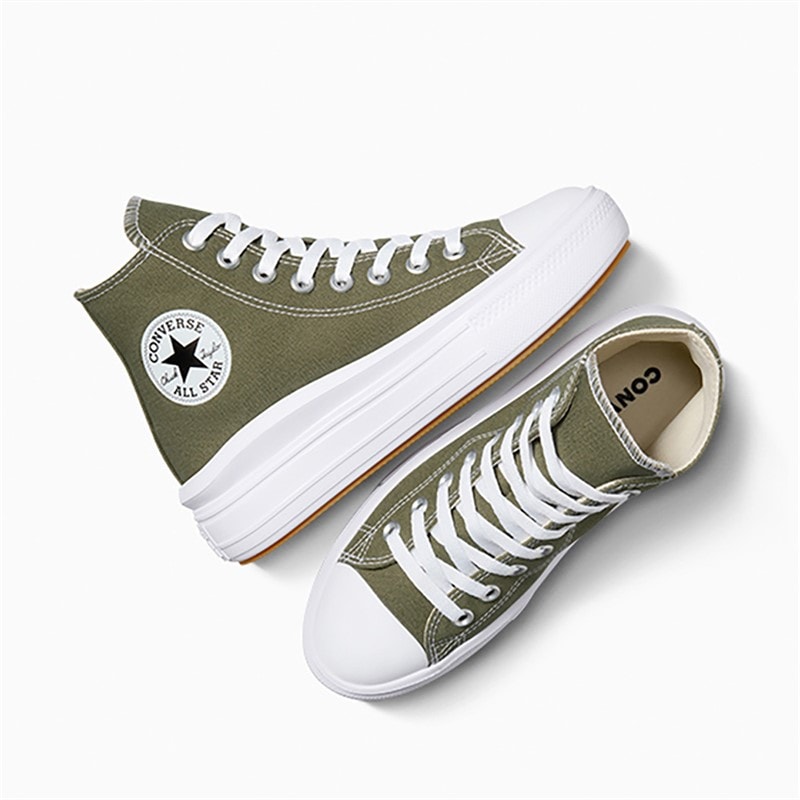 Converse Dame Chuck Taylor All Star Move Hi Træningssko Utility / Hvid / Sort - Billede 4