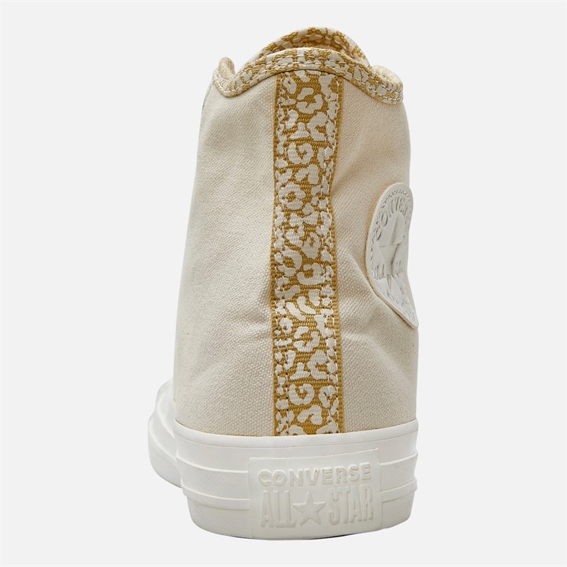 Converse Dame Chuck Taylor All Star Hi Leopard Træningssko Natural Ivory/Light Gold/Egret - Billede 3