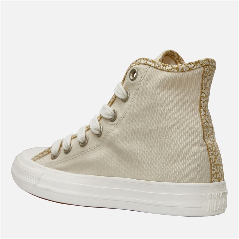 Converse Dame Chuck Taylor All Star Hi Leopard Træningssko Natural Ivory/Light Gold/Egret - Billede 5