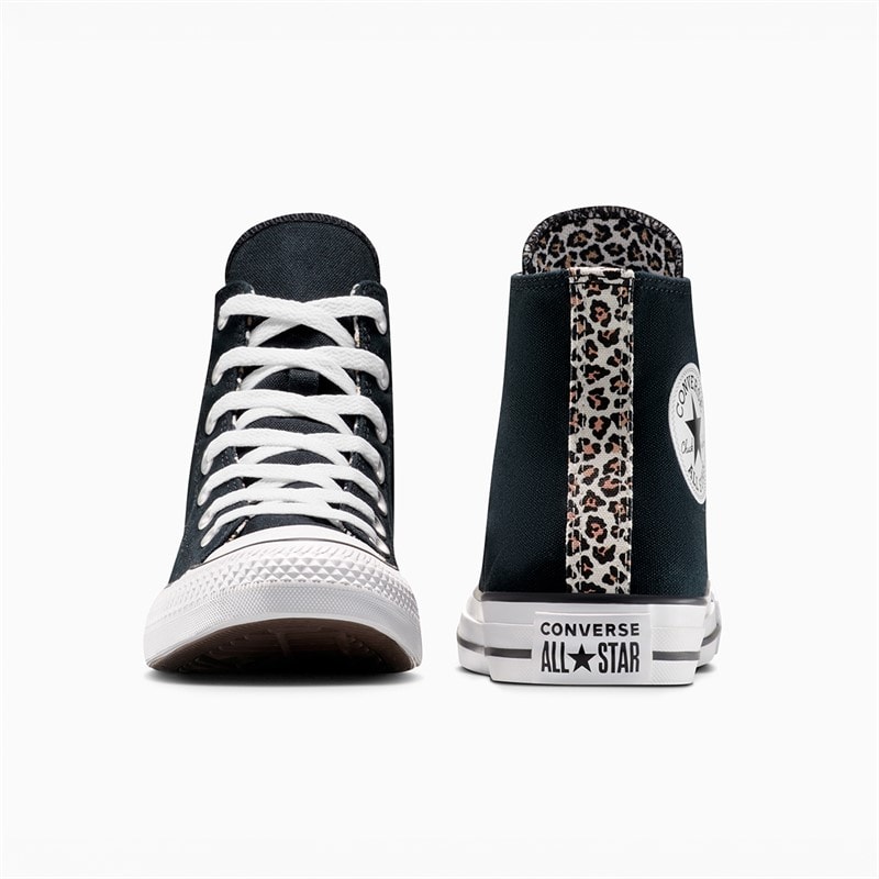 Converse Chuck Taylor All Star Hi Leopard Sko Sort/Coastal Dune/Egret - Billede 3