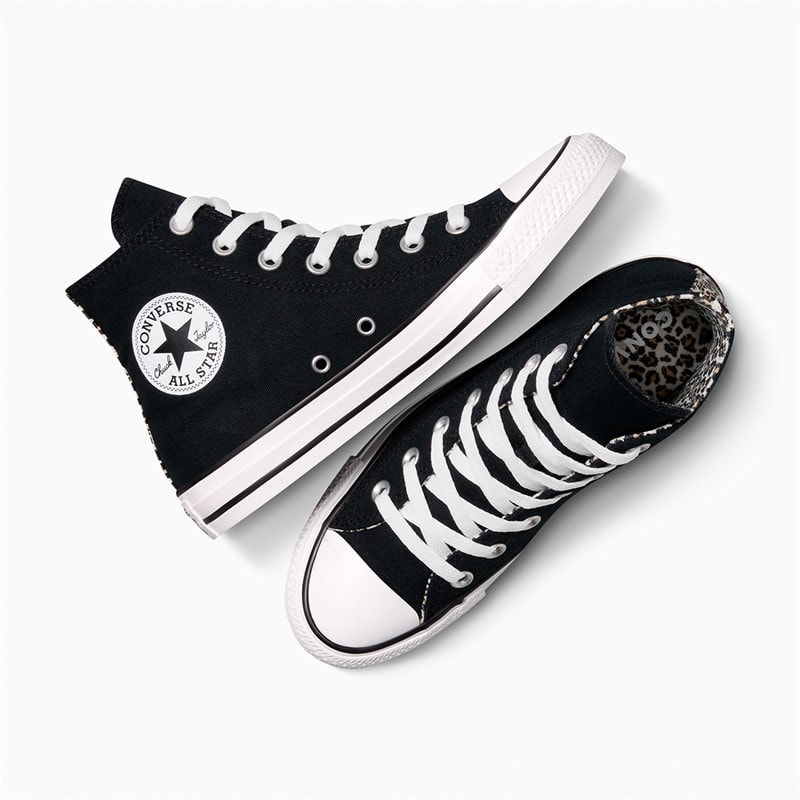 Converse Chuck Taylor All Star Hi Leopard Sko Sort/Coastal Dune/Egret - Billede 4