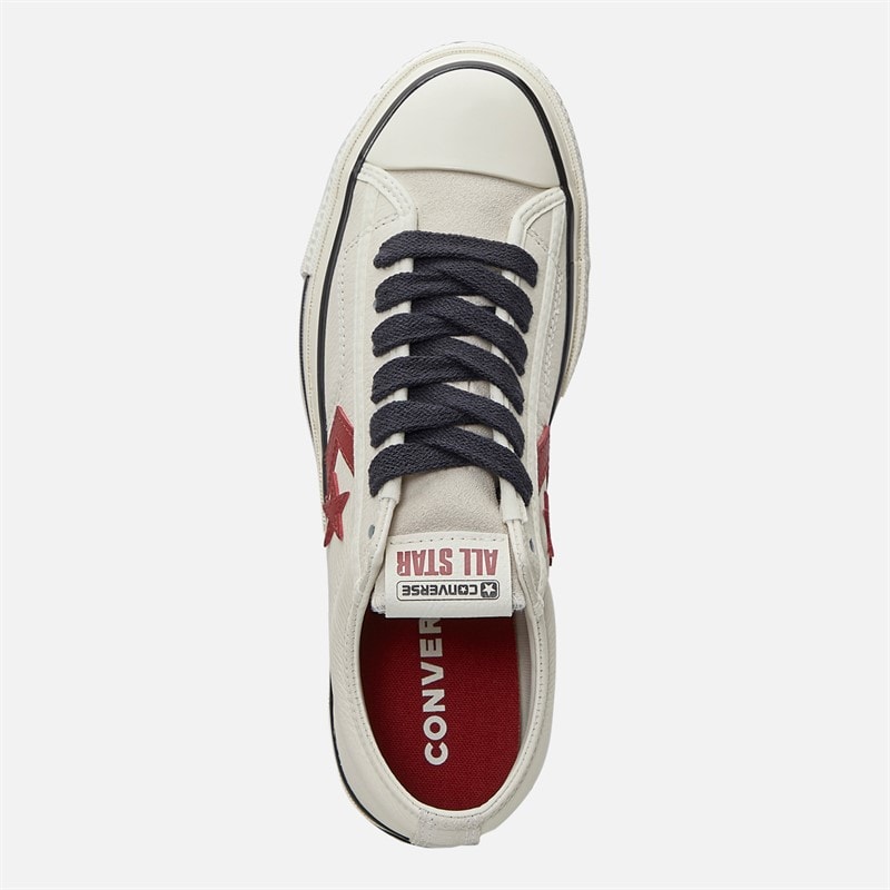 Converse Star Player 76 Læder + Ruskind Træningssko Egret/Egret/Park Red - Billede 4