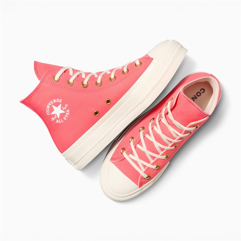 Converse Dame Chuck Taylor All Star Hi Lift Platform Sko Watermelon Slushy/Egret/Hvid - Billede 4