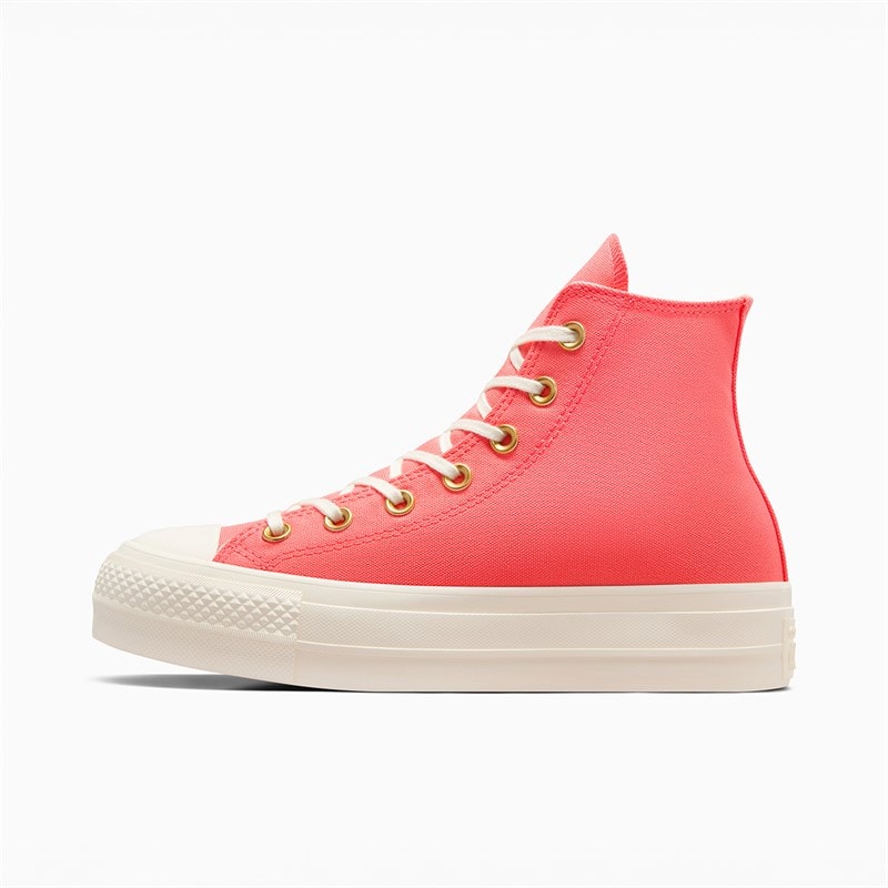 Converse Dame Chuck Taylor All Star Hi Lift Platform Sko Watermelon Slushy/Egret/Hvid - Billede 5