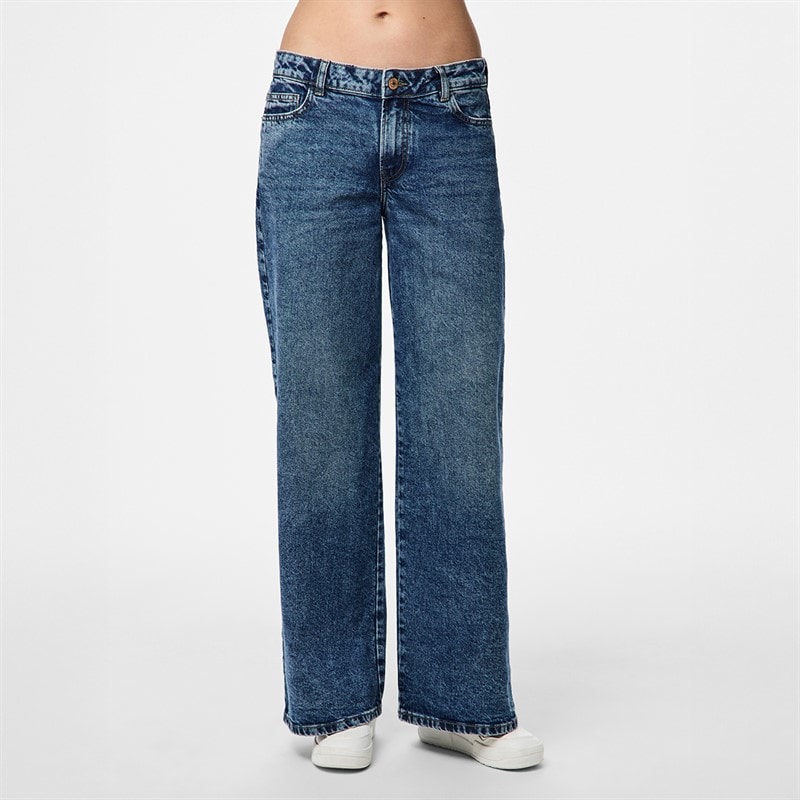 Pieces Dame Selma vide bukser Medium Blue Denim