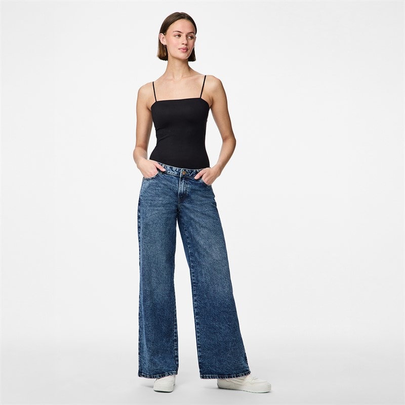 Pieces Dame Selma vide bukser Medium Blue Denim - Billede 2