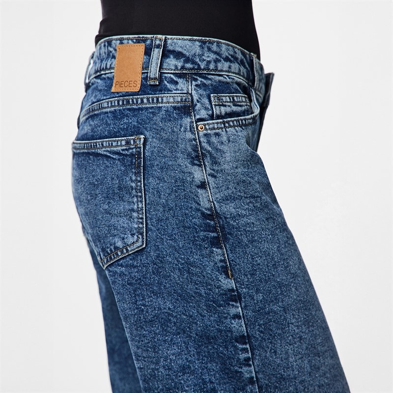 Pieces Dame Selma vide bukser Medium Blue Denim - Billede 5