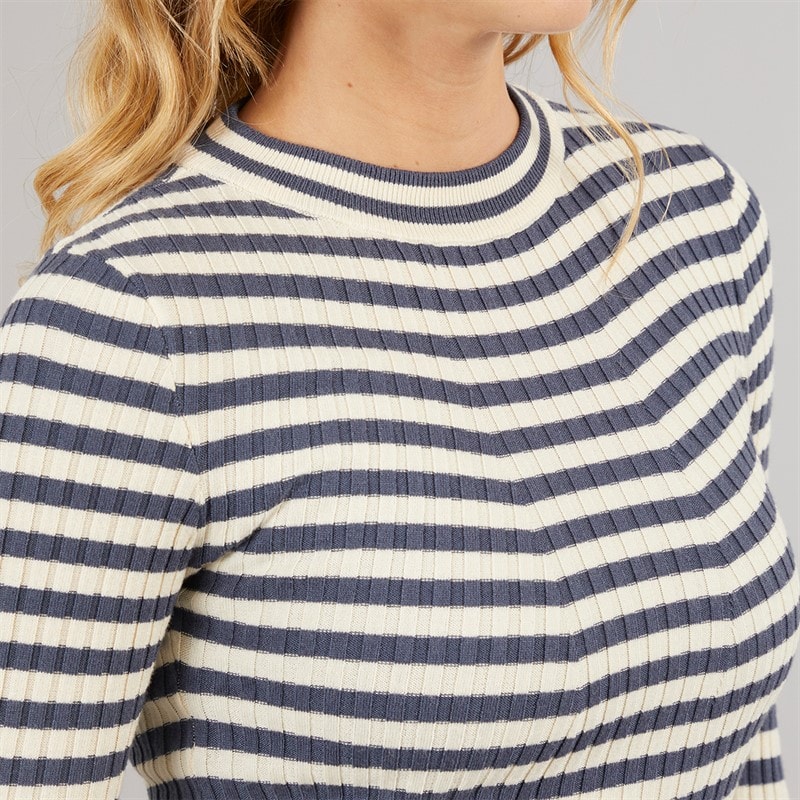 Pieces Dame Crista O Hals Strikket Sweater Ombre Blue - Billede 3