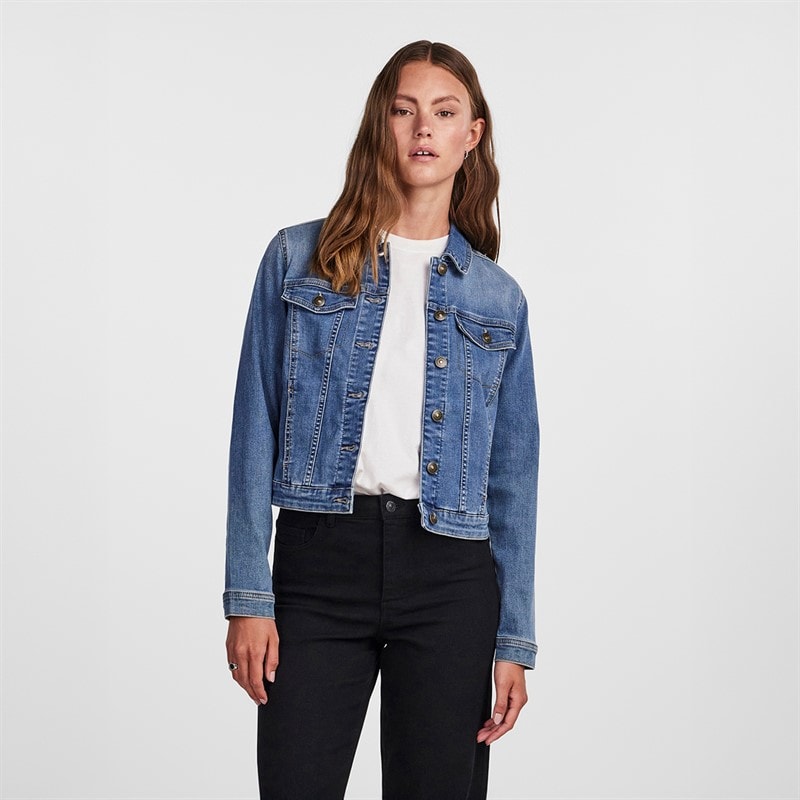 Pieces Dame denim jakke Medium Blue Denim