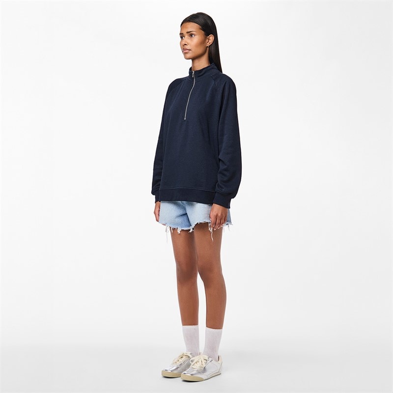 Pieces Dame Chilli Halv lynlås sweatshirt Sky Captain - Billede 2