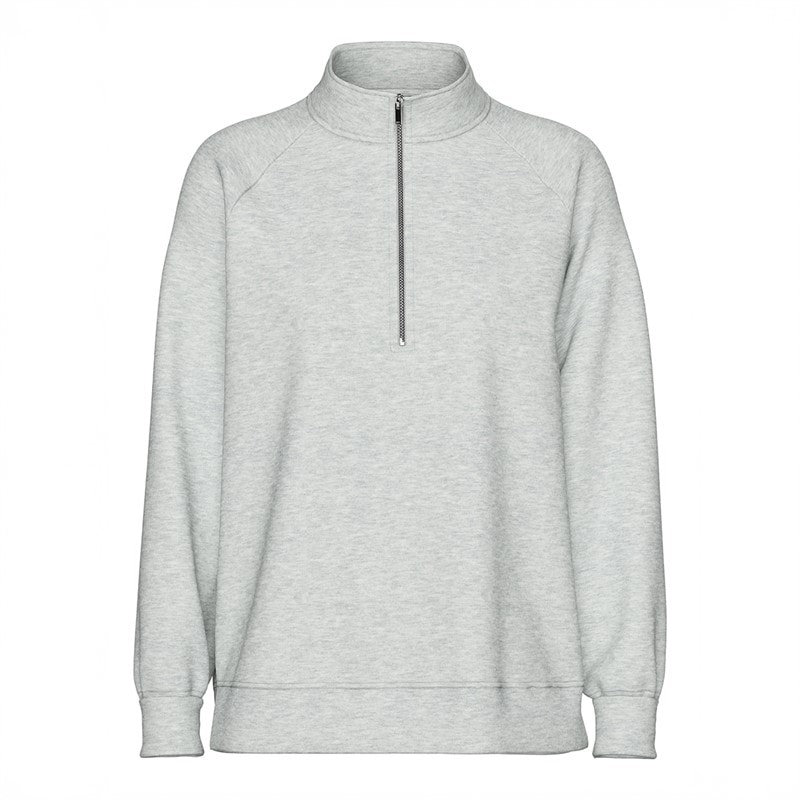 Pieces Dame Chilli Halv lynlås sweatshirt Light Grey Melange