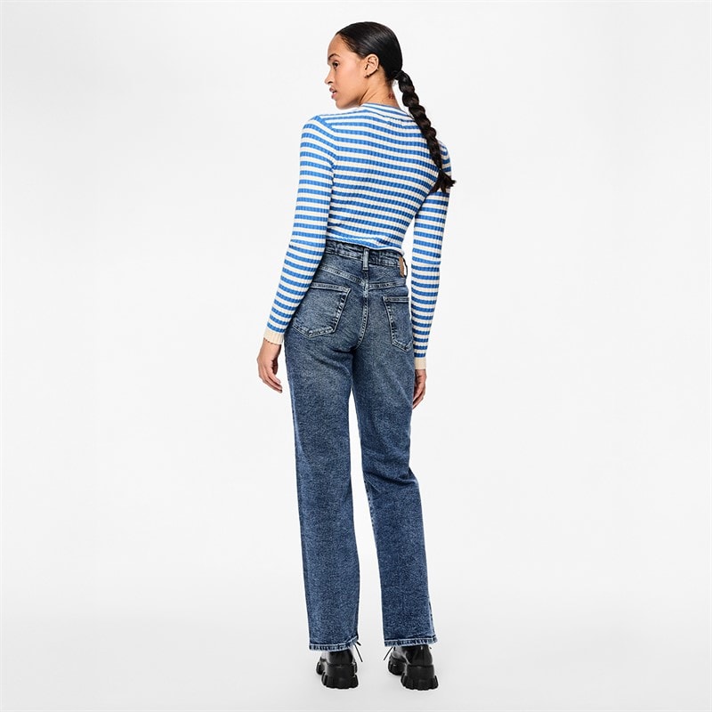 Pieces Dame Kelly Lige Ben Jeans Medium Blue Denim - Billede 3