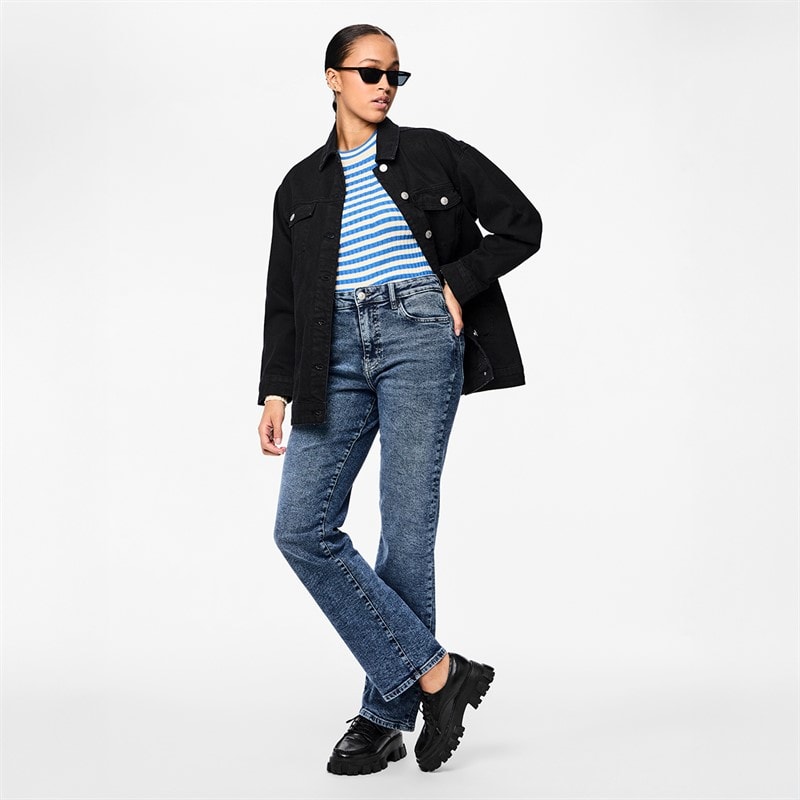 Pieces Dame Kelly Lige Ben Jeans Medium Blue Denim - Billede 4