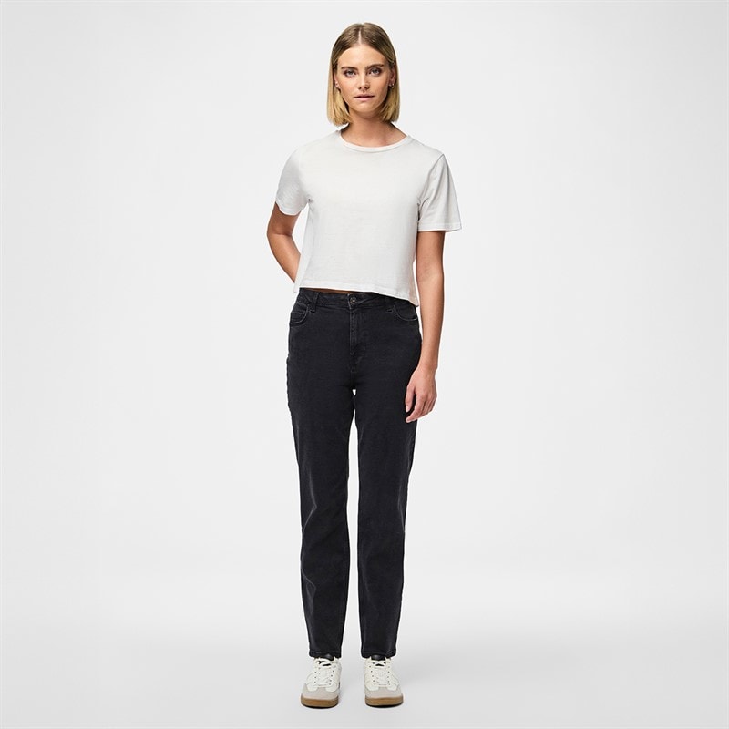 Pieces Dame Kesia Mom Jeans Black Denim - Billede 2