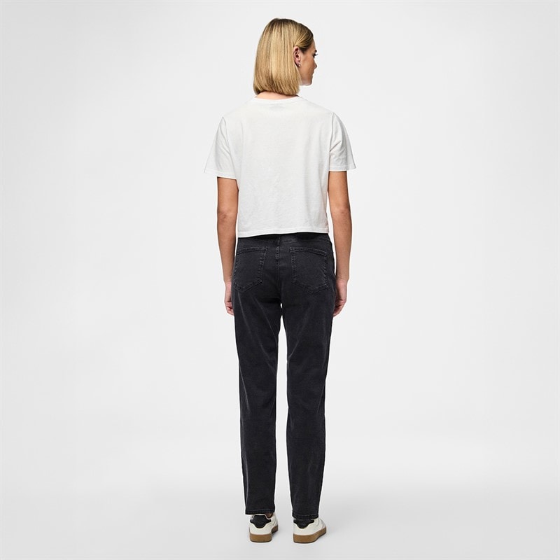 Pieces Dame Kesia Mom Jeans Black Denim - Billede 3