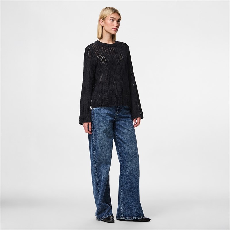Pieces Dame Mira Strik Top Sort - Billede 2