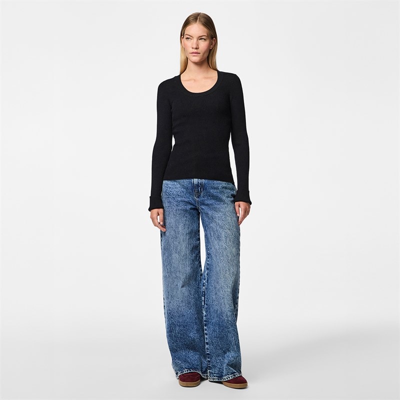 Pieces Dame Mira Strik Top Sort - Billede 2