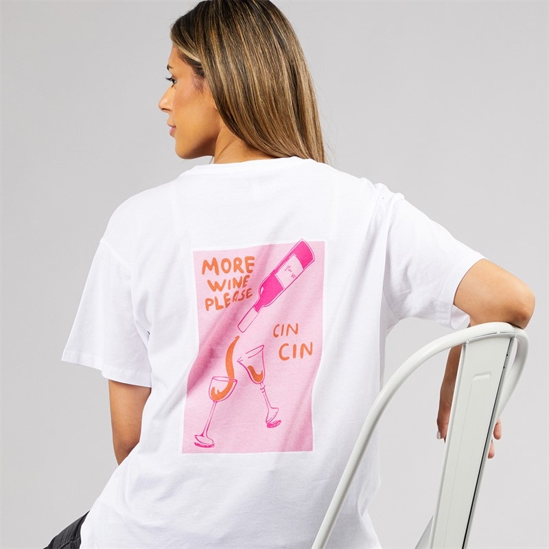 Pieces Dame oversized grafisk t-shirt White Wine - Billede 1