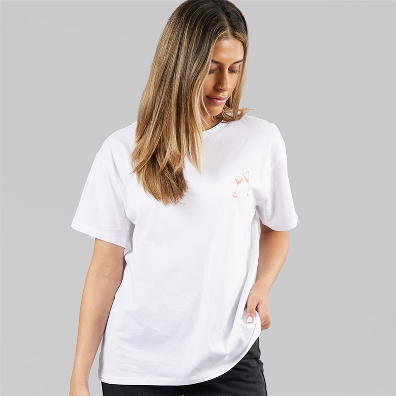 Pieces Dame oversized grafisk t-shirt White Wine - Billede 2