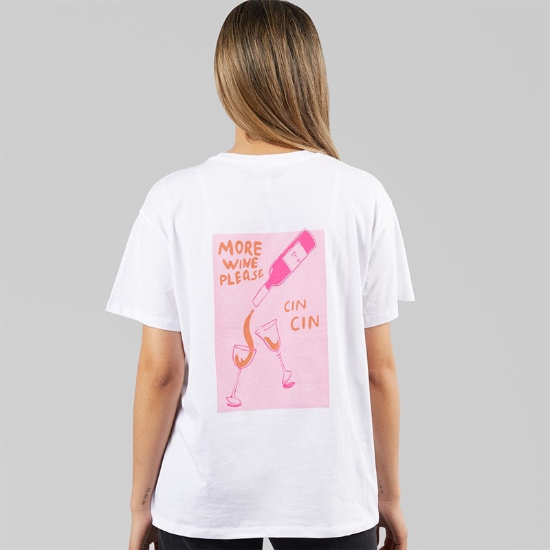 Pieces Dame oversized grafisk t-shirt White Wine - Billede 3