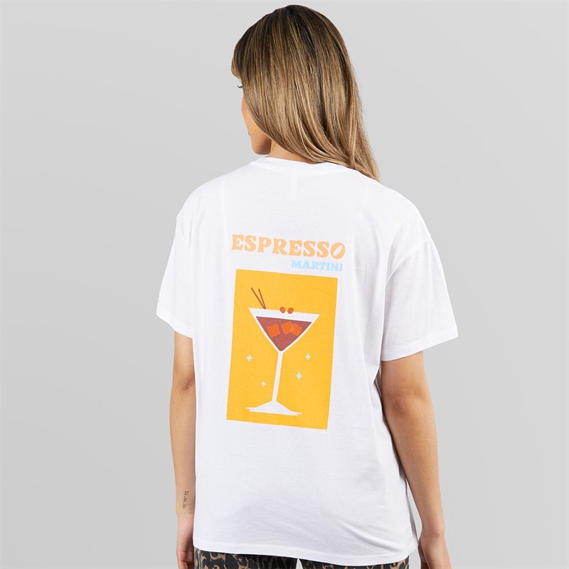 Pieces Dame oversized grafisk t shirt hvid espresso White Espresso - Billede 3