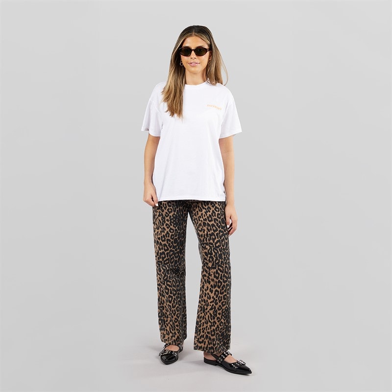 Pieces Dame oversized grafisk t shirt hvid espresso White Espresso - Billede 4