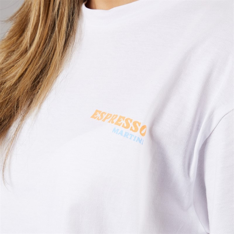 Pieces Dame oversized grafisk t shirt hvid espresso White Espresso - Billede 5