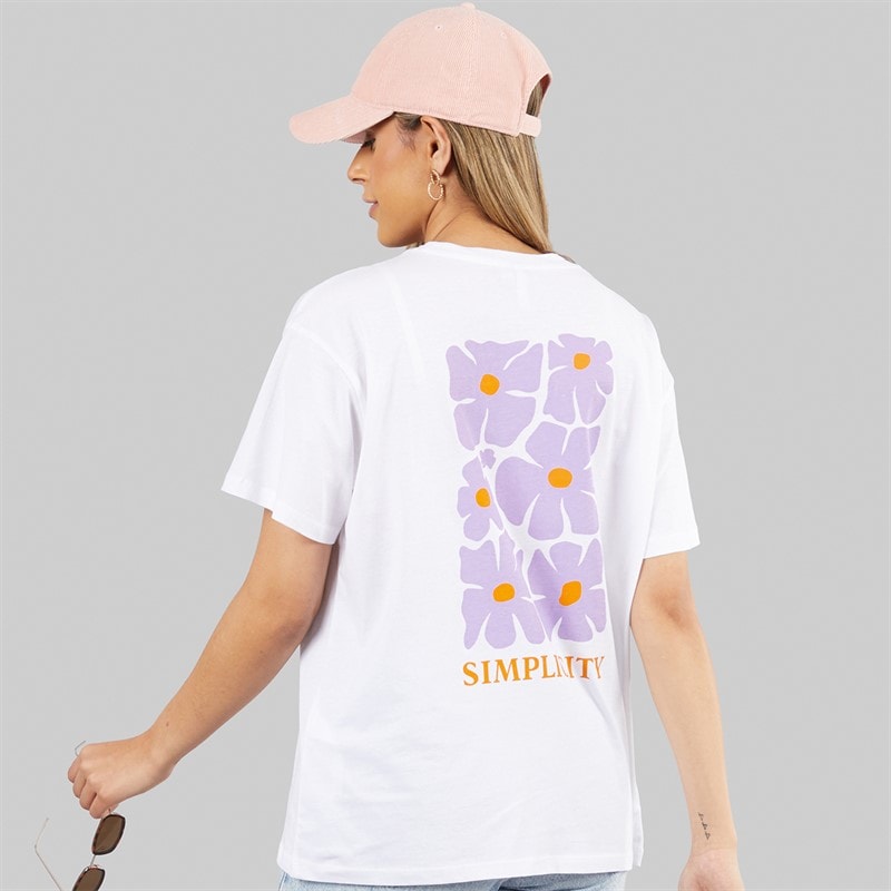 Pieces Dame oversized grafisk t-shirt White Flower - Billede 1