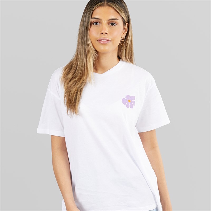 Pieces Dame oversized grafisk t-shirt White Flower - Billede 2