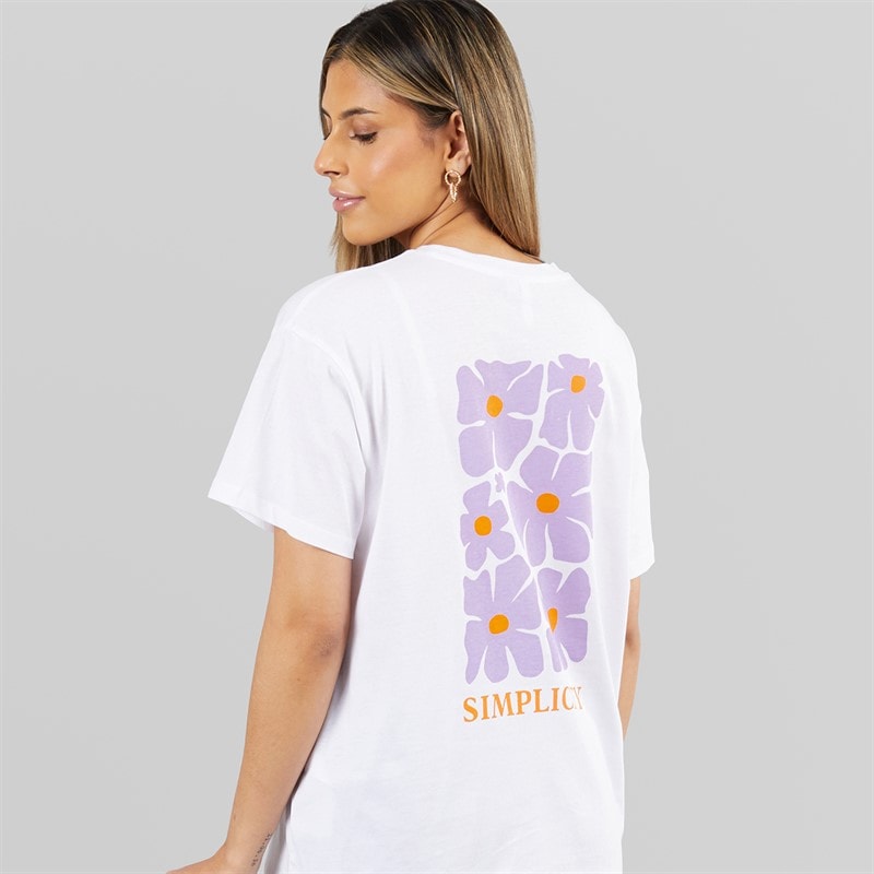 Pieces Dame oversized grafisk t-shirt White Flower - Billede 3