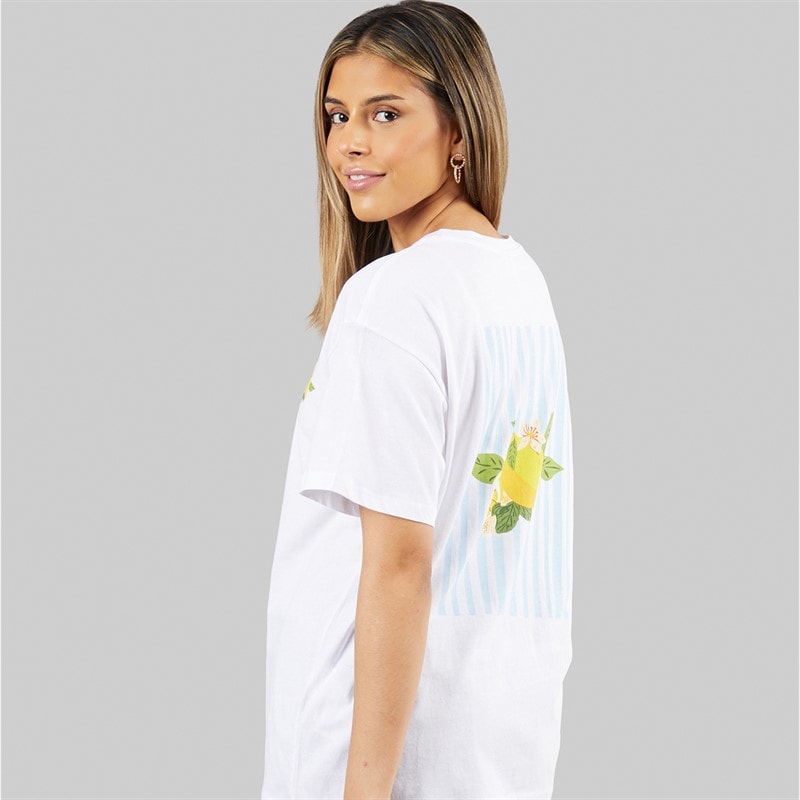 Pieces Dame oversized grafisk t-shirt White Lemon - Billede 1