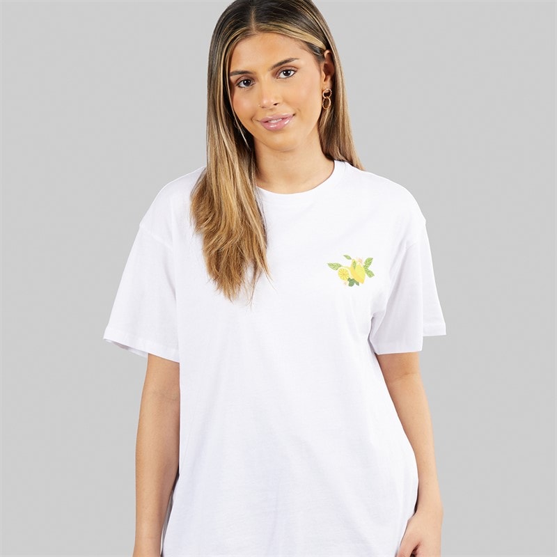 Pieces Dame oversized grafisk t-shirt White Lemon - Billede 2