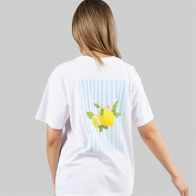 Pieces Dame oversized grafisk t-shirt White Lemon - Billede 3