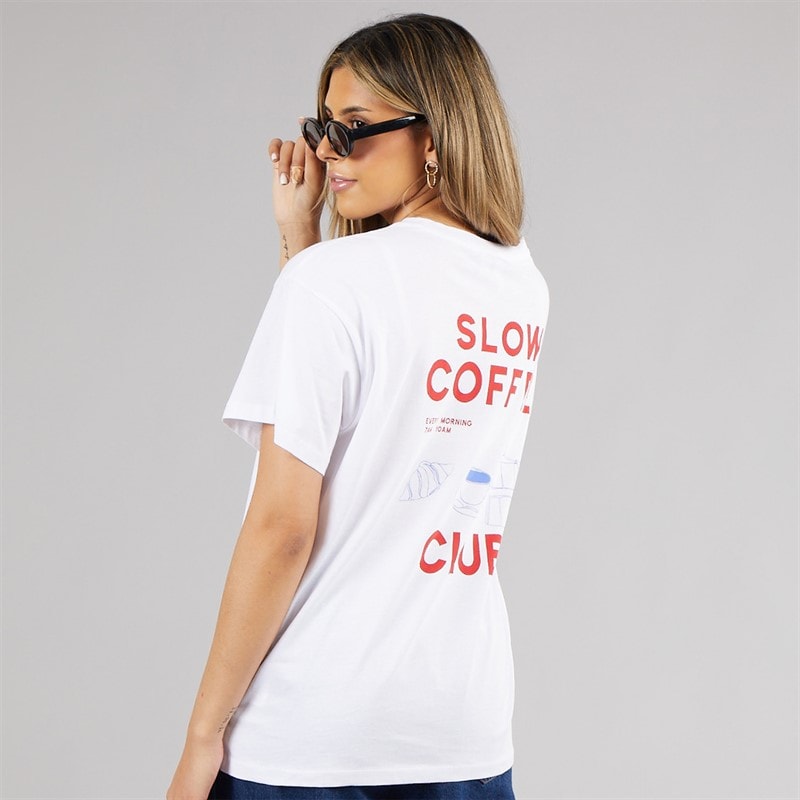 Pieces Dame oversized grafisk t-shirt White Coffee