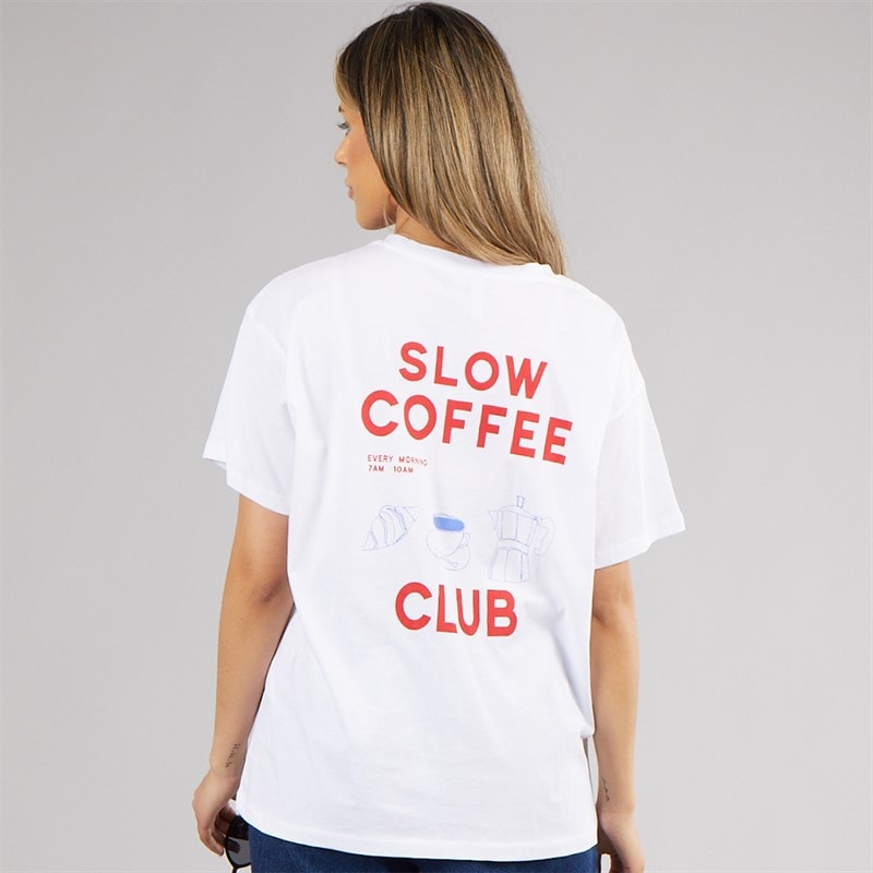 Pieces Dame oversized grafisk t-shirt White Coffee - Billede 3
