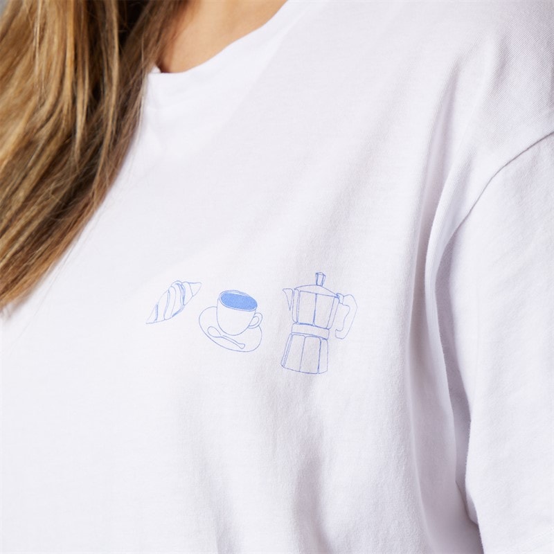Pieces Dame oversized grafisk t-shirt White Coffee - Billede 5