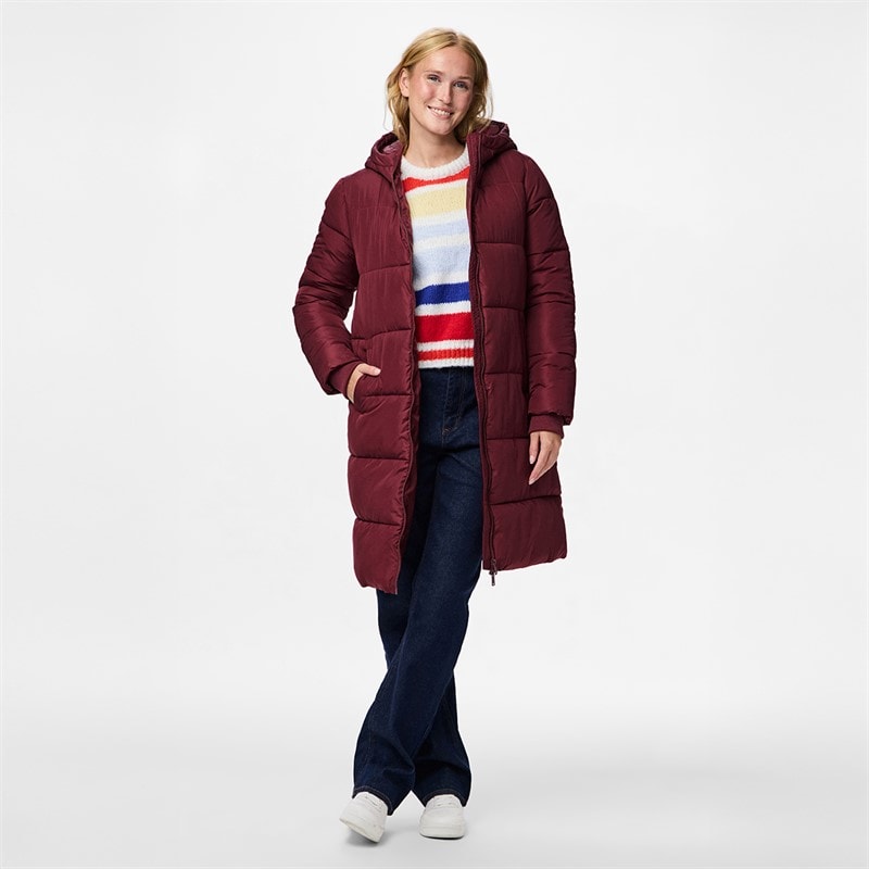 Pieces Dame Janni Lang Dunjakke Tawny Port - Billede 4