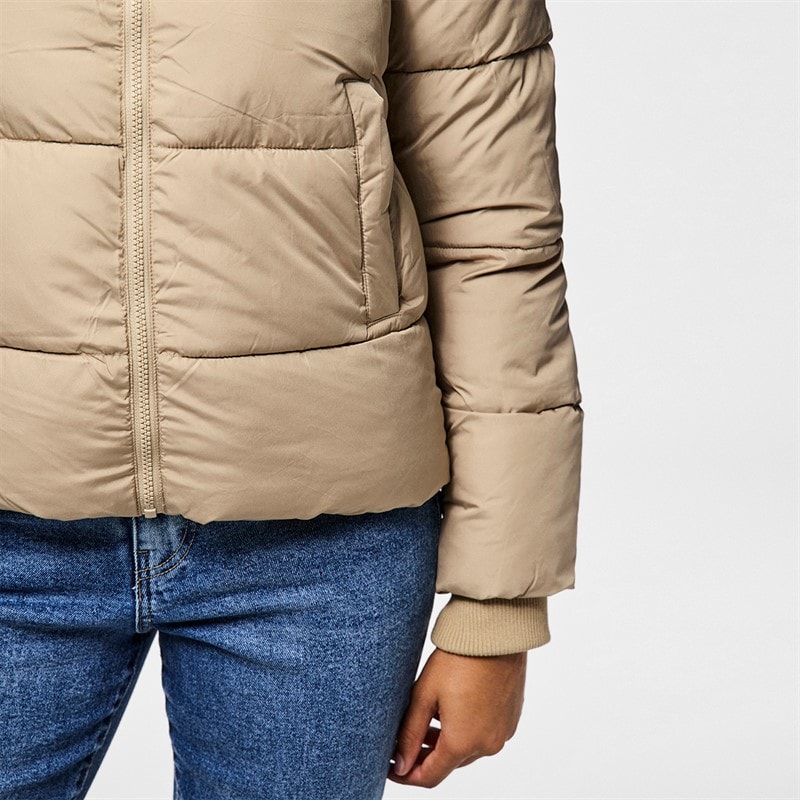 Pieces Dame Janni Kort Puf Jakke Silver Mink - Billede 3
