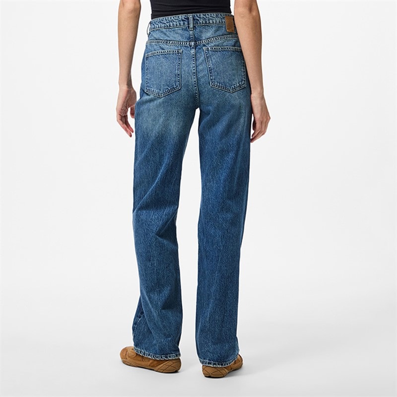 Pieces Dame Kate lige ben jeans Medium Blue Denim - Billede 2