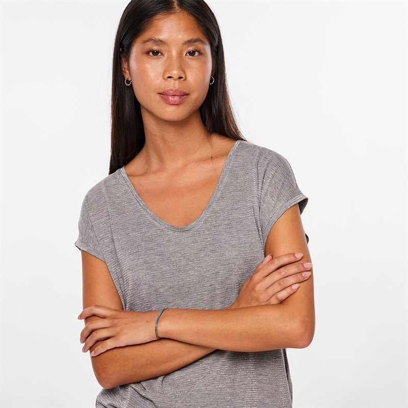 Pieces Dame Billo T Shirt Light Grey Melange - Billede 2