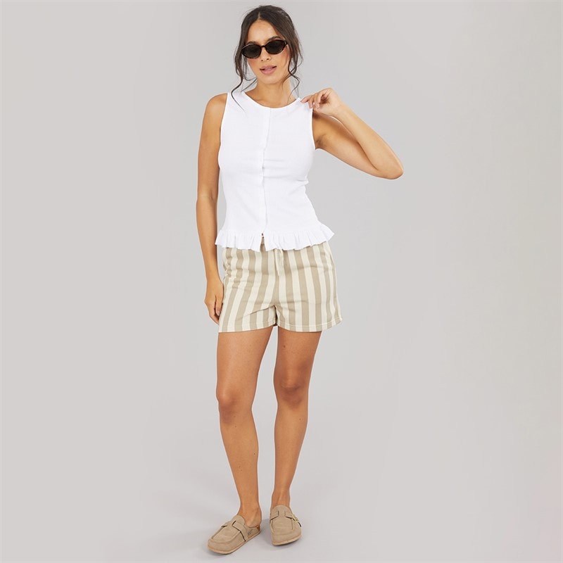 Pieces Dame Chili Stribe Shorts Crockery - Billede 3