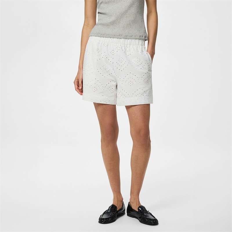 Pieces Dame Vilde Vævede Shorts Bright White
