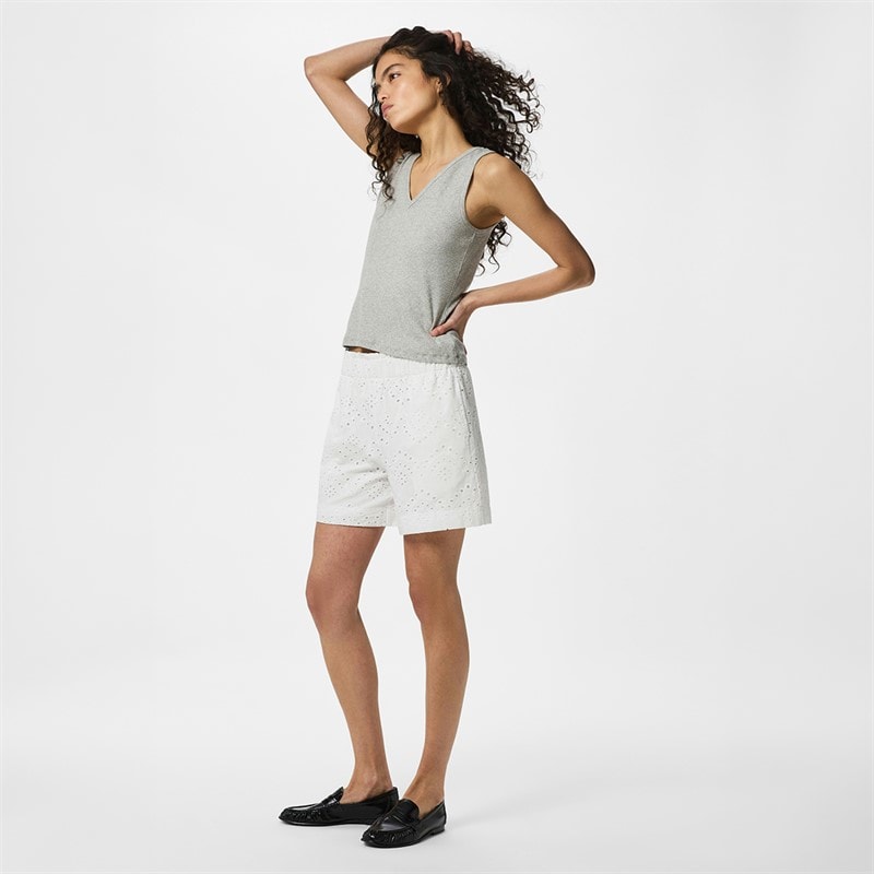 Pieces Dame Vilde Vævede Shorts Bright White - Billede 3