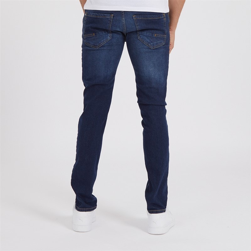 Crosshatch Herre Buraca Slim Fit Jeans Mørk Vask - Billede 2