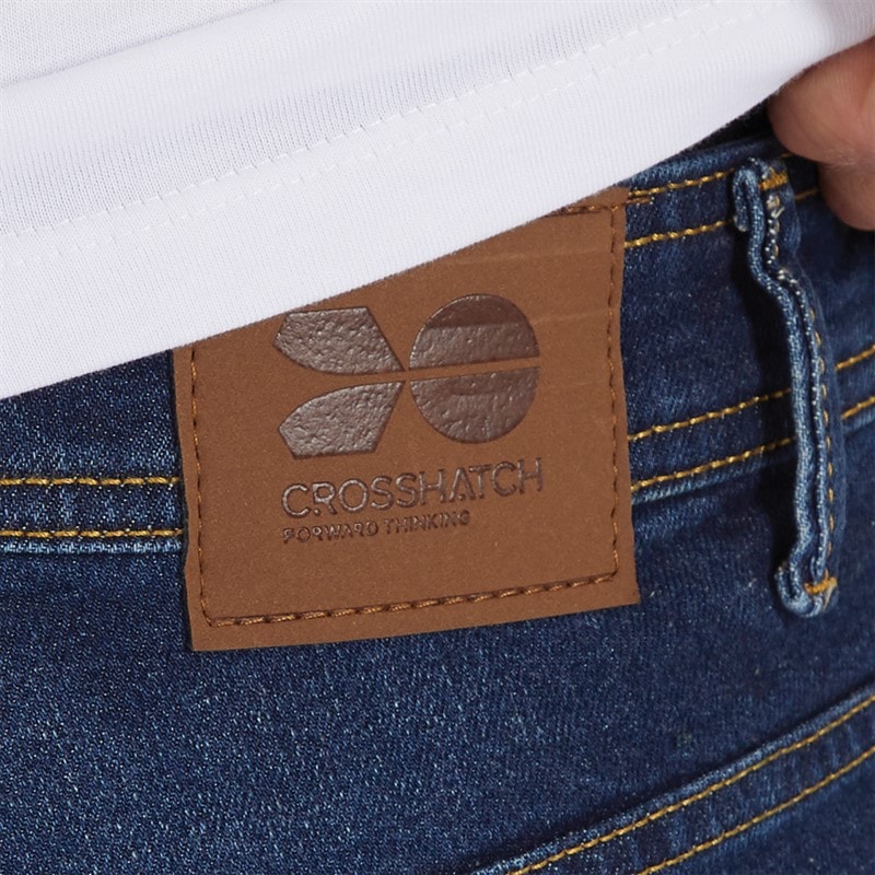 Crosshatch Herre Buraca Slim Fit Jeans Mørk Vask - Billede 3