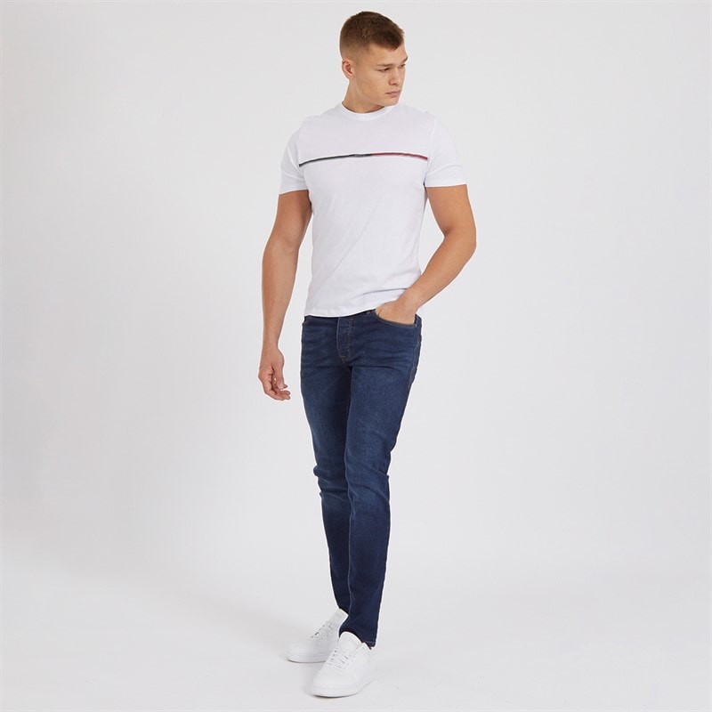 Crosshatch Herre Buraca Slim Fit Jeans Mørk Vask - Billede 4