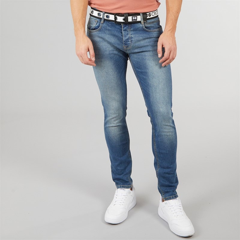 Crosshatch Herre Barbeck Slim Fit Jeans Stonewash - Billede 2