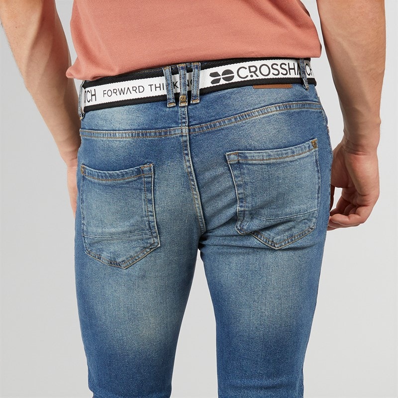 Crosshatch Herre Barbeck Slim Fit Jeans Stonewash - Billede 5